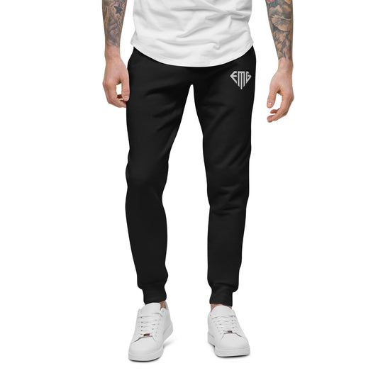 Premium Black & White <EMG> Logo Embroidered Fleece Sweatpants