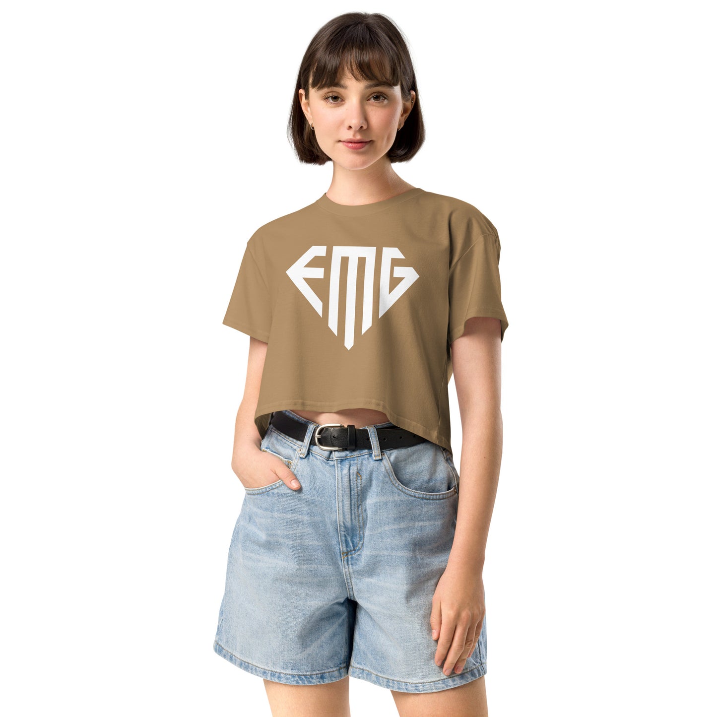 Women’s White <EMG> Logo Crop Top