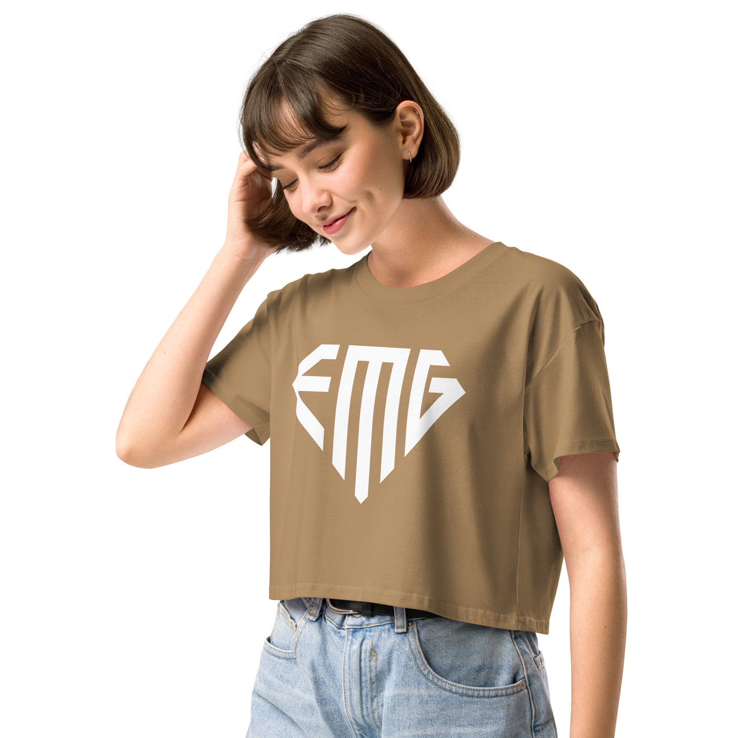 Women’s White <EMG> Logo Crop Top