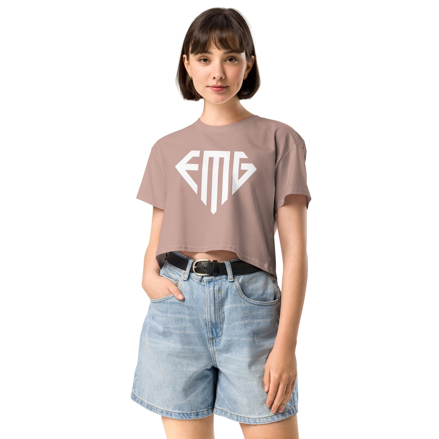 Women’s White <EMG> Logo Crop Top