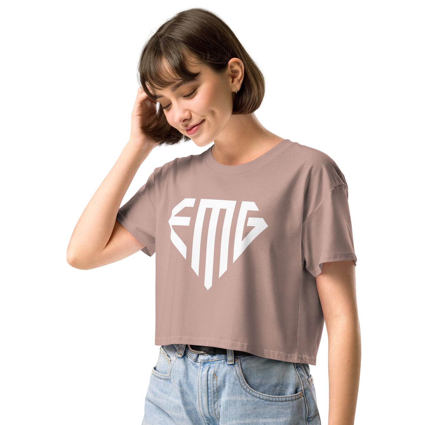 Women’s White <EMG> Logo Crop Top