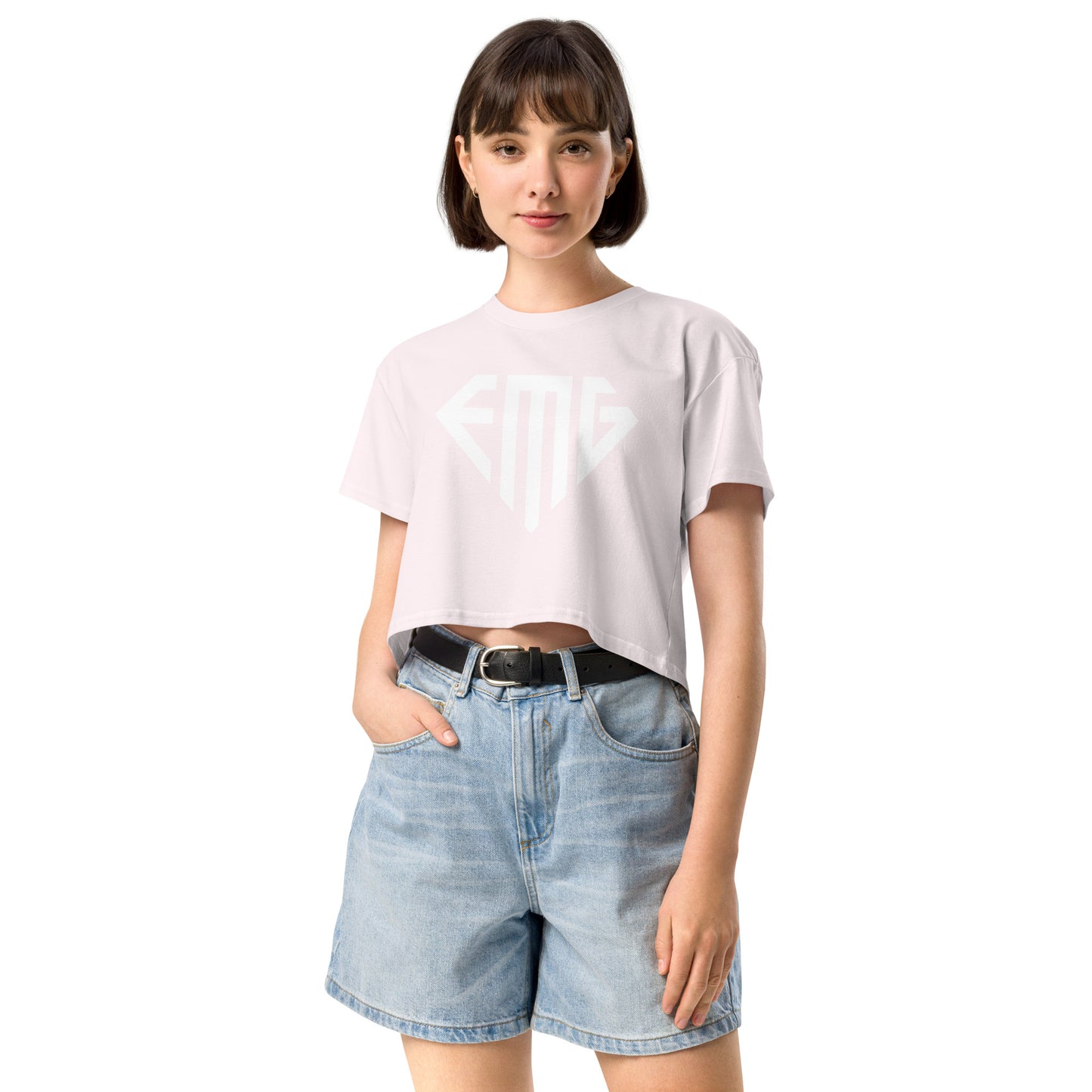 Women’s White <EMG> Logo Crop Top
