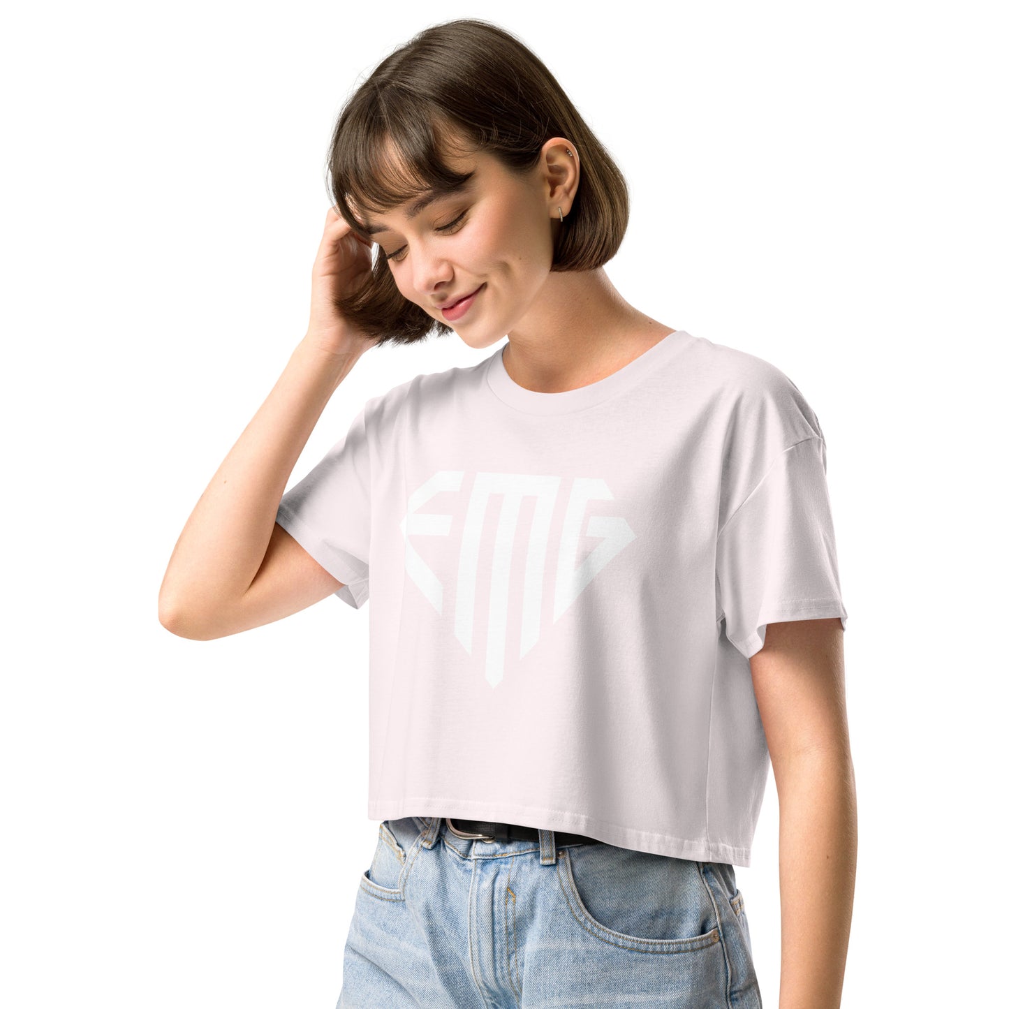 Women’s White <EMG> Logo Crop Top
