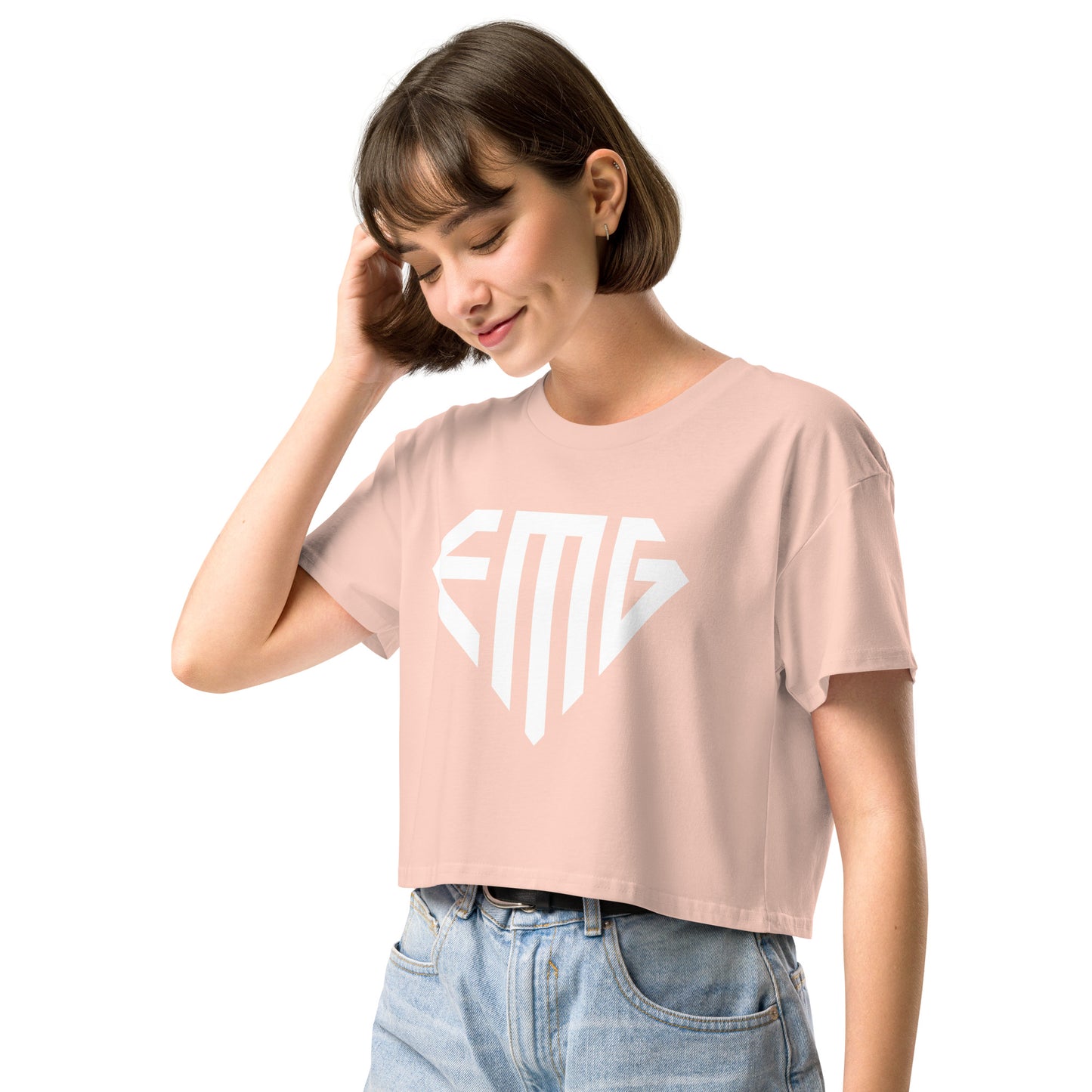 Women’s White <EMG> Logo Crop Top